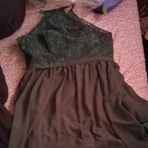 Elegant Green Lace Halter Dress